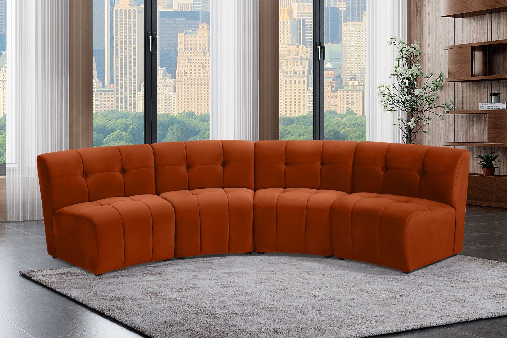 Limitless 123" 4-Piece Modular Velvet Sectional