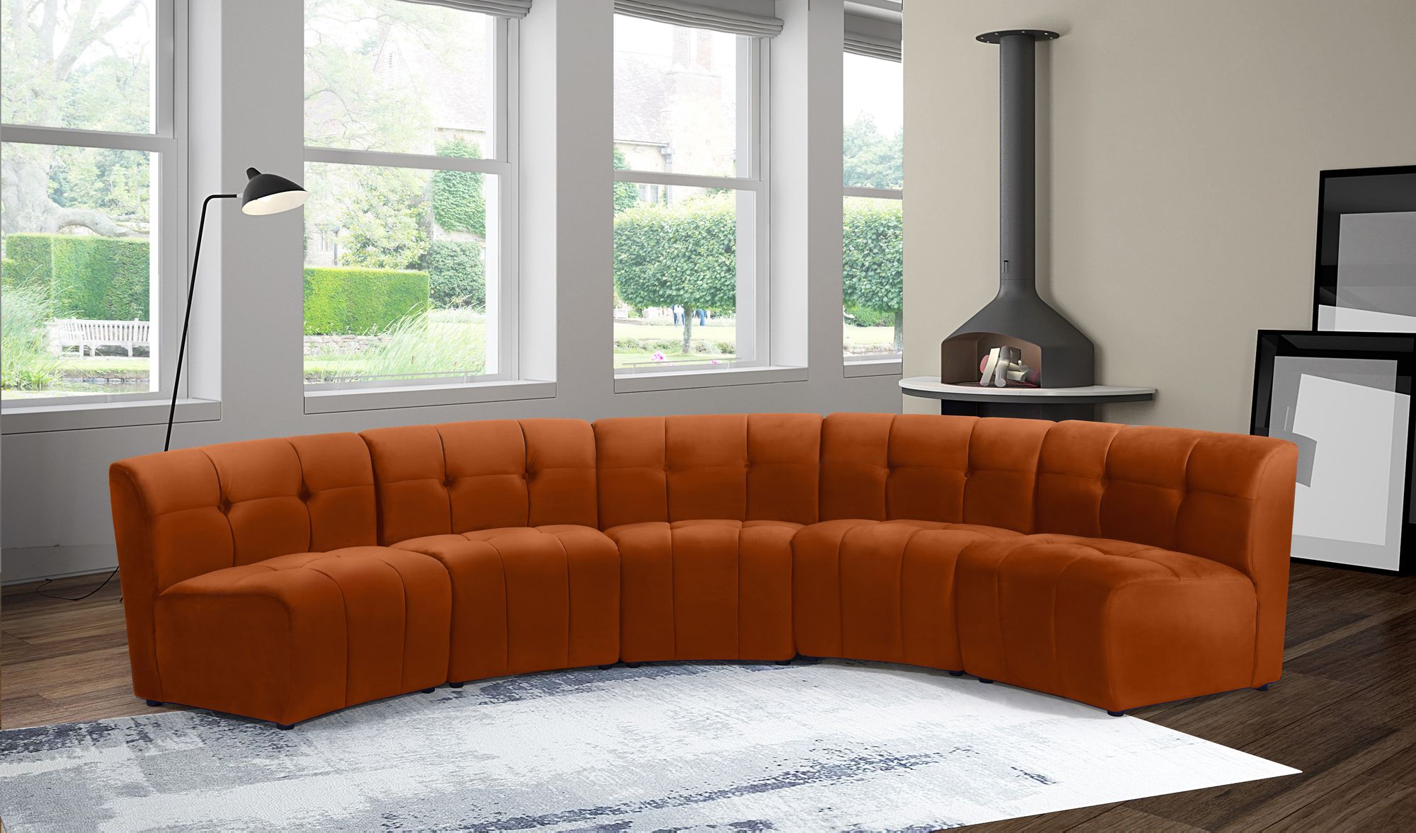 Limitless 145" 5-Piece Modular Velvet Sectional