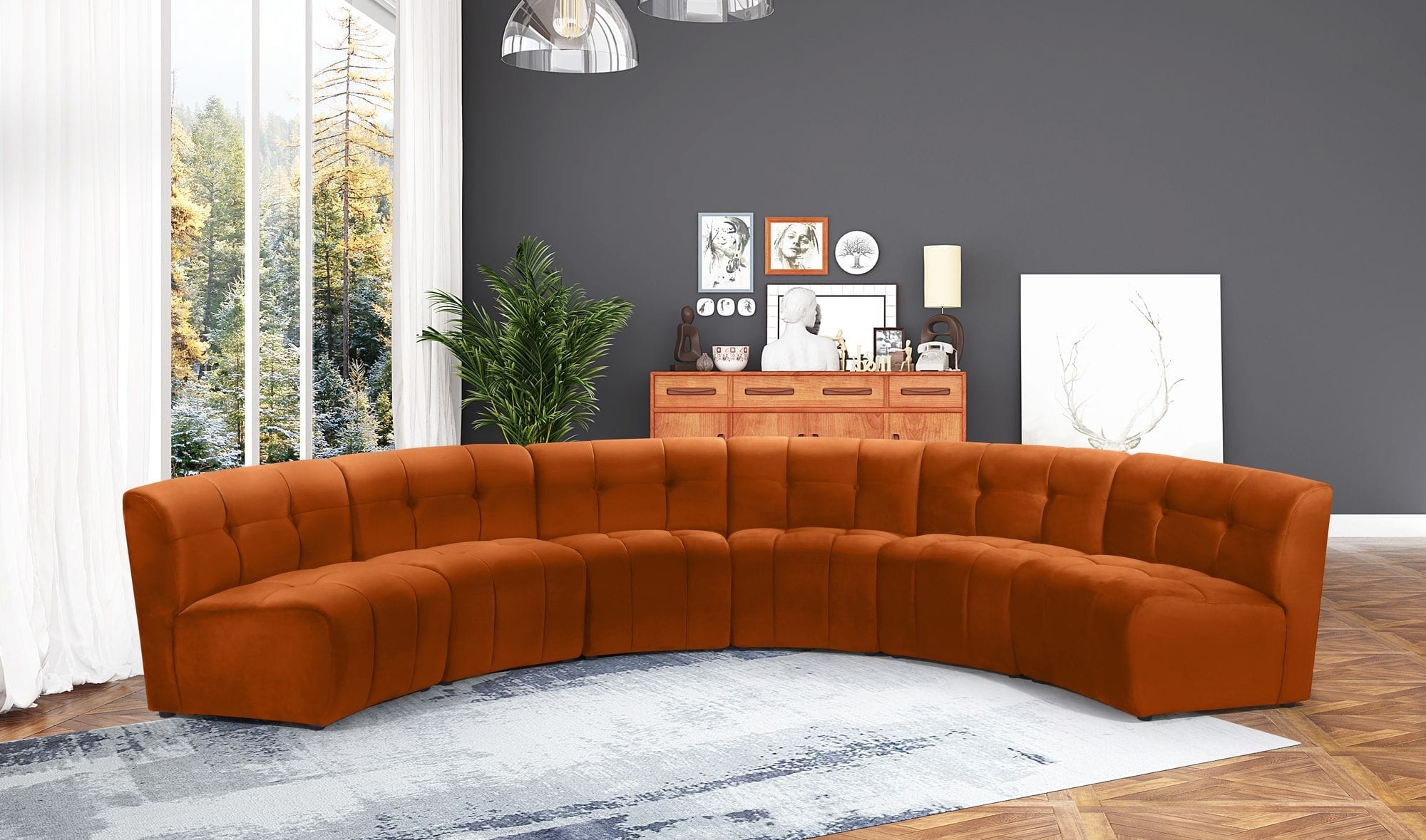 Limitless 161" 6-Piece Modular Velvet Sectional