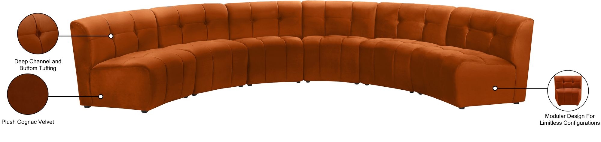 Limitless 161" 6-Piece Modular Velvet Sectional