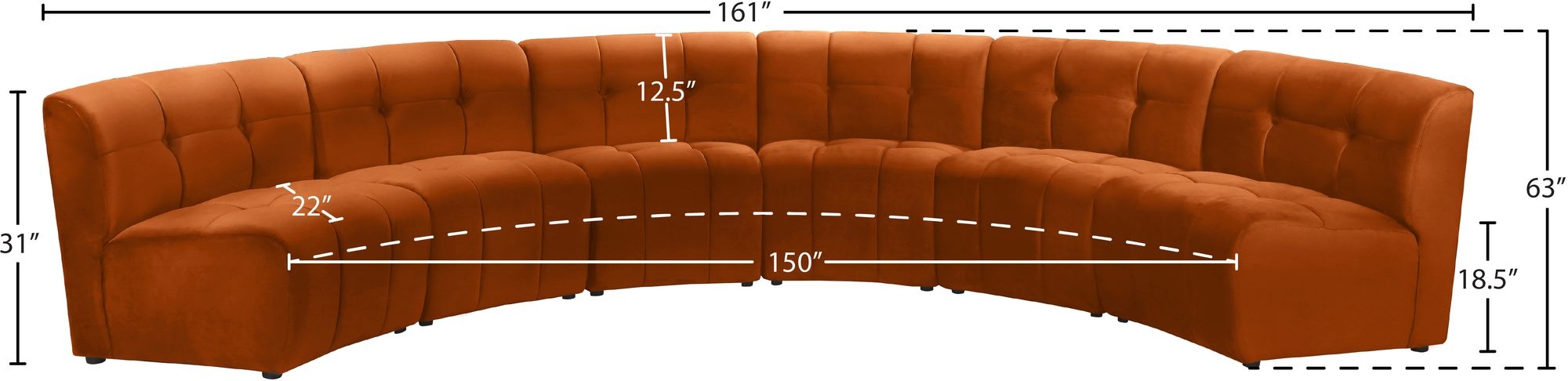 Limitless 161" 6-Piece Modular Velvet Sectional