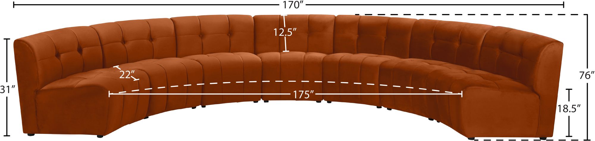 Limitless 170" 7-Piece Modular Velvet Sectional