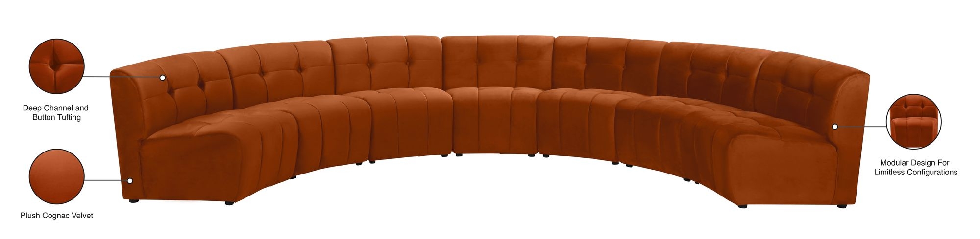Limitless 170" 7-Piece Modular Velvet Sectional