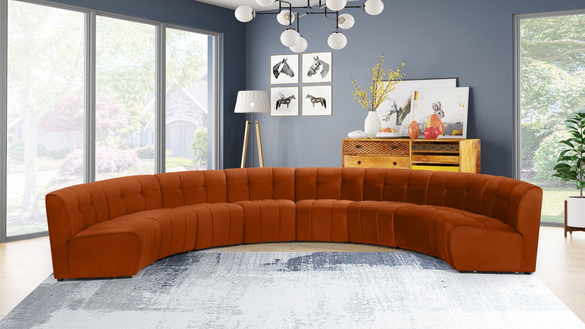 Limitless 173" 8-Piece Modular Velvet Sectional