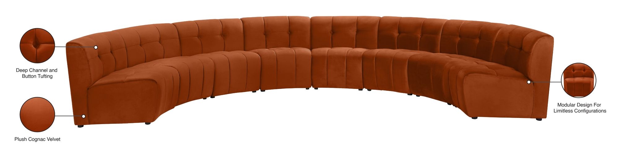 Limitless 173" 8-Piece Modular Velvet Sectional