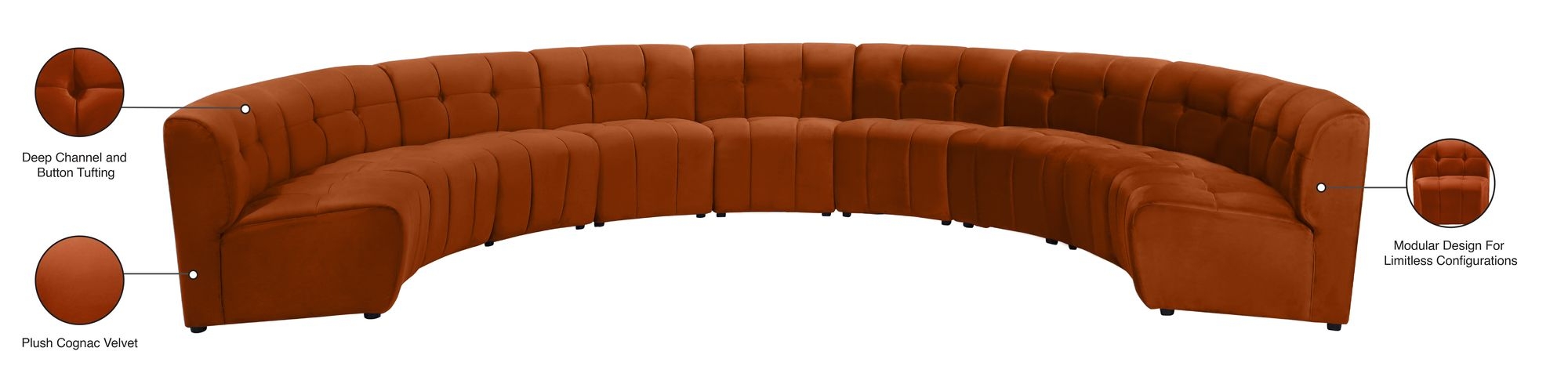 Limitless 173" 9-Piece Modular Velvet Sectional