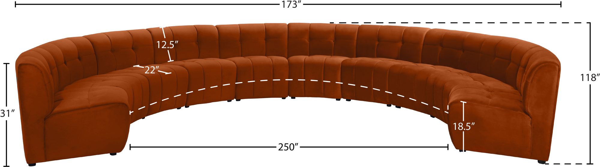 Limitless 173" 10-Piece Modular Velvet Sectional