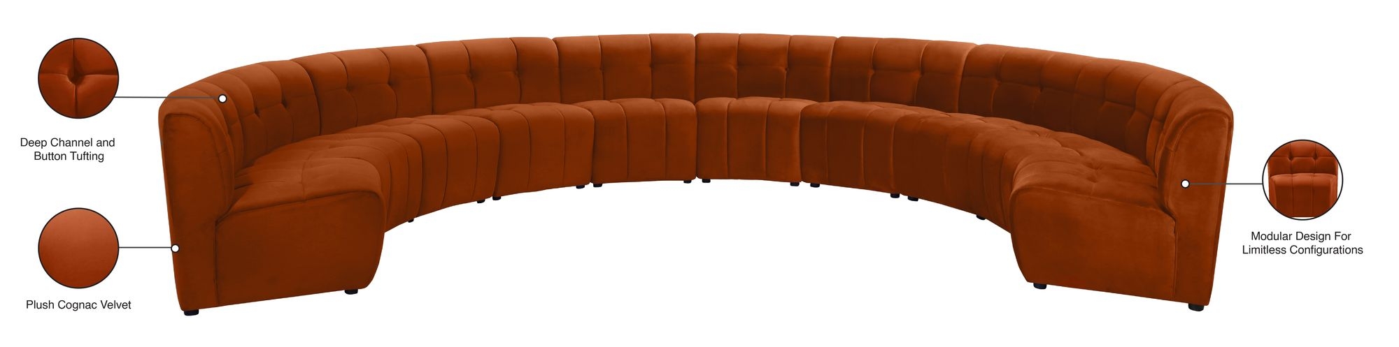 Limitless 173" 10-Piece Modular Velvet Sectional