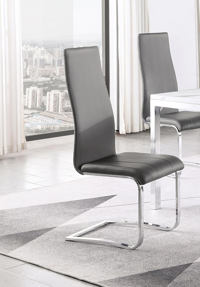 Montclair Leatherette High Back Side Chair with Chrome Base