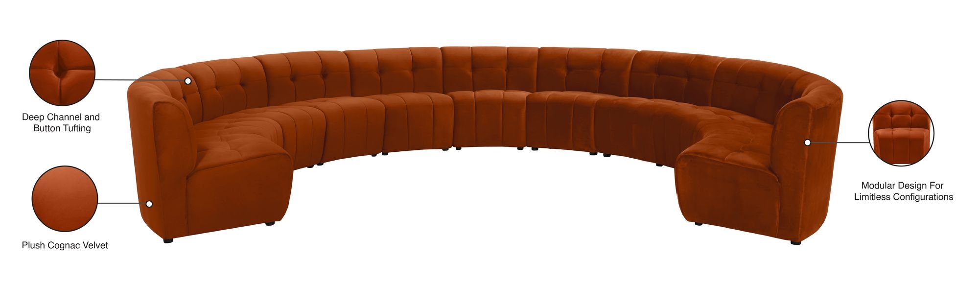 Limitless 173" 11-Piece Modular Velvet Sectional