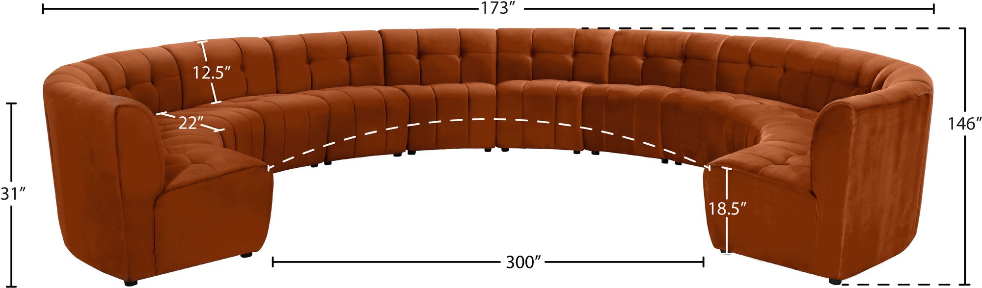 Limitless 173" 12-Piece Modular Velvet Sectional