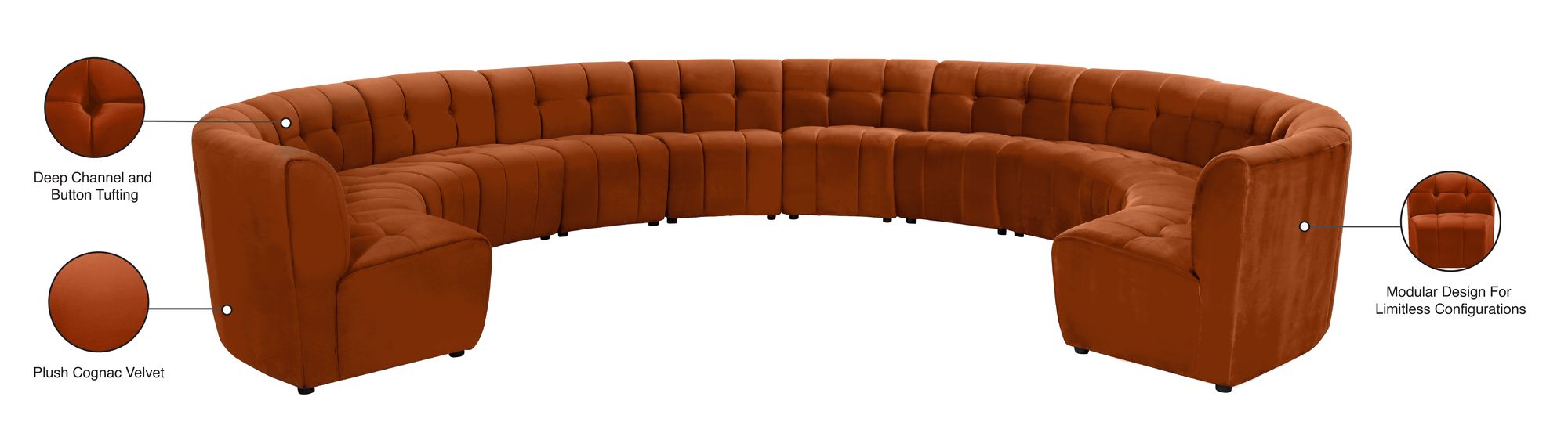 Limitless 173" 12-Piece Modular Velvet Sectional