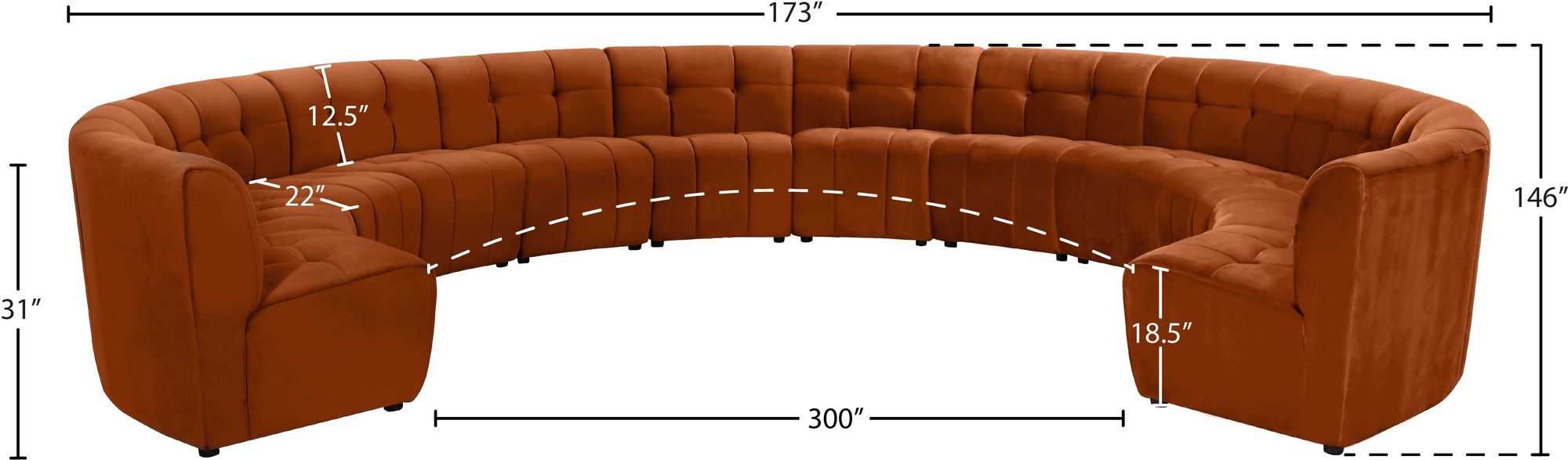Limitless 173" 12-Piece Modular Velvet Sectional
