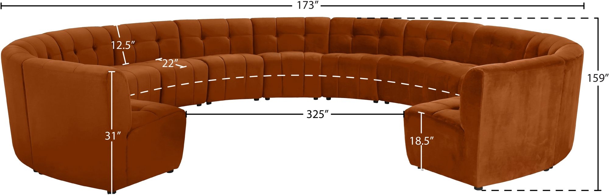 Limitless 173" 13-Piece Modular Velvet Sectional
