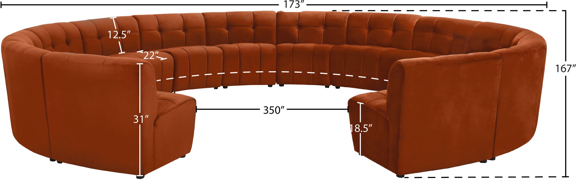 Limitless 173" 14-Piece Modular Velvet Sectional