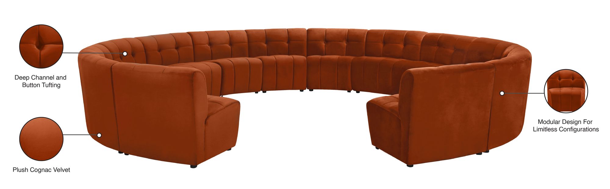 Limitless 173" 14-Piece Modular Velvet Sectional