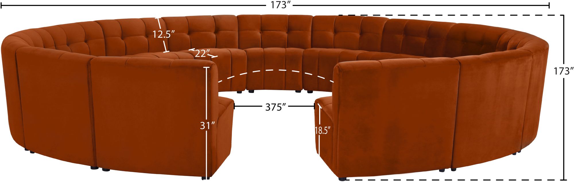 Limitless 173" 15-Piece Modular Velvet Sectional