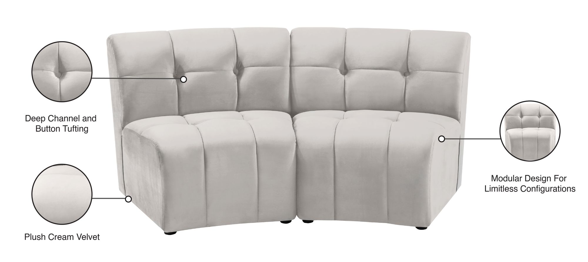 Limitless Modular Velvet Loveseat
