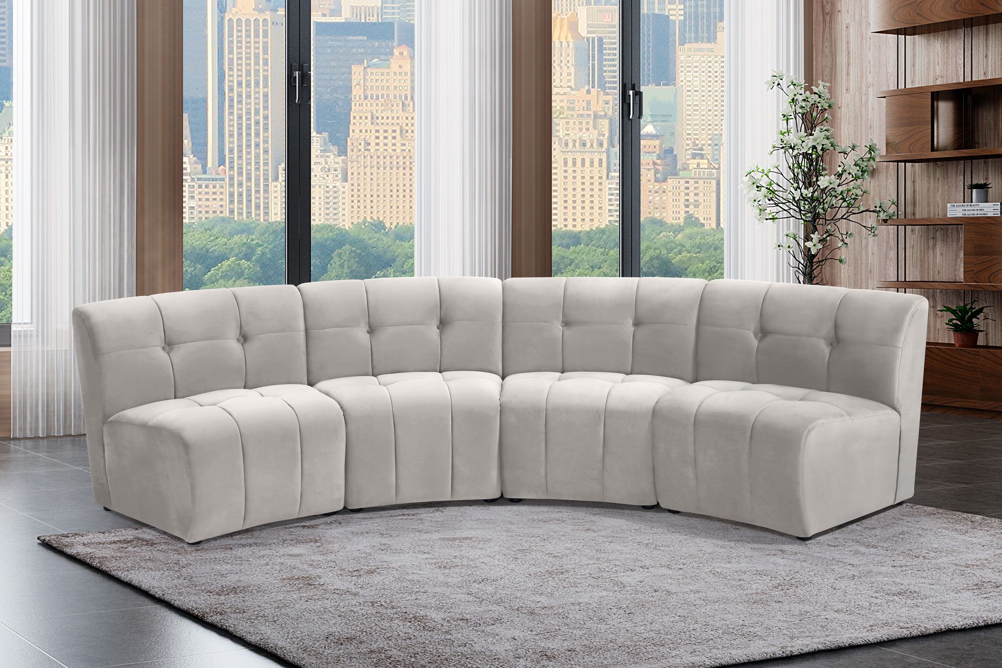 Limitless 123" 4-Piece Modular Velvet Sectional
