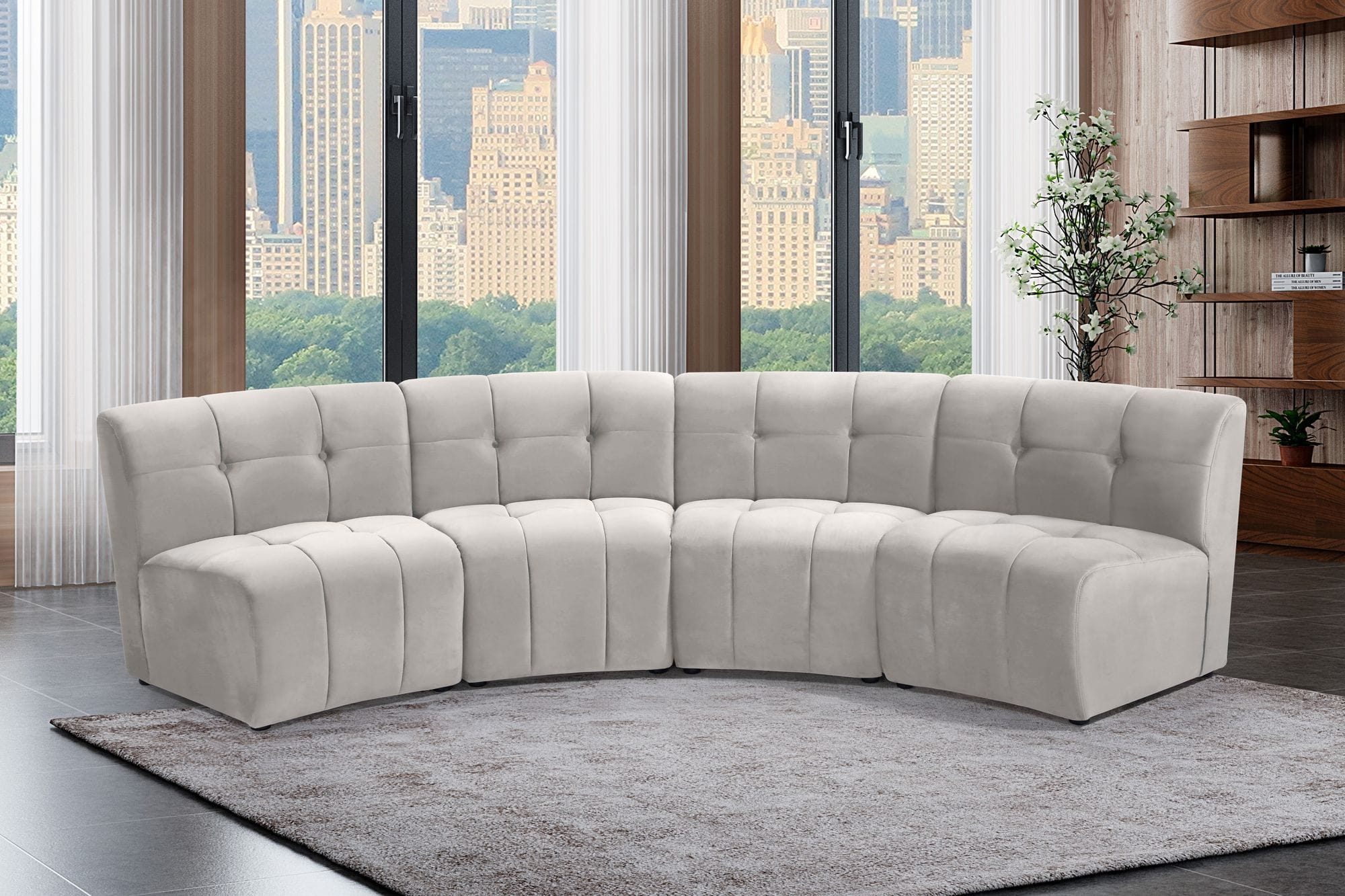 Limitless 145" 5-Piece Modular Velvet Sectional