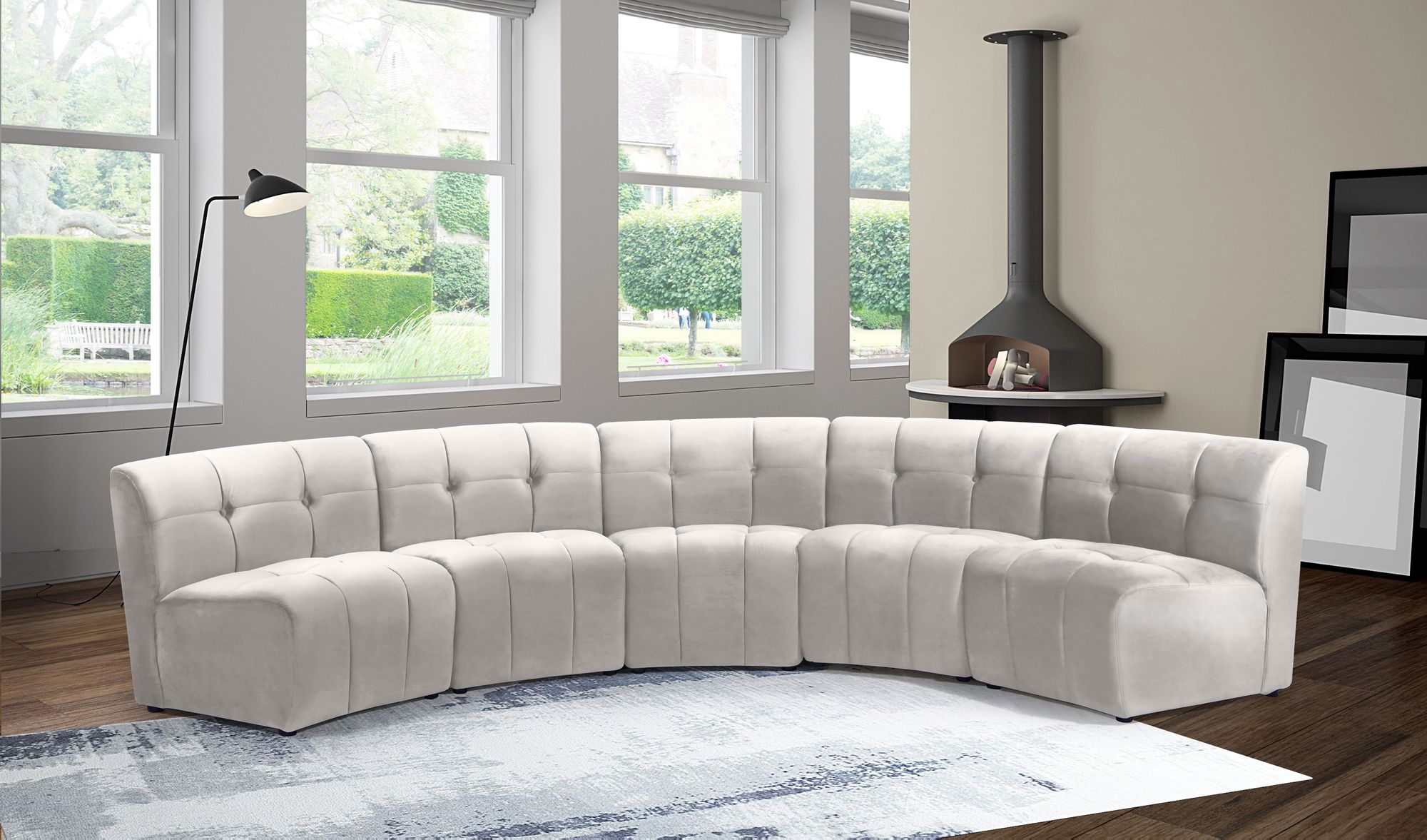 Limitless 145" 5-Piece Modular Velvet Sectional