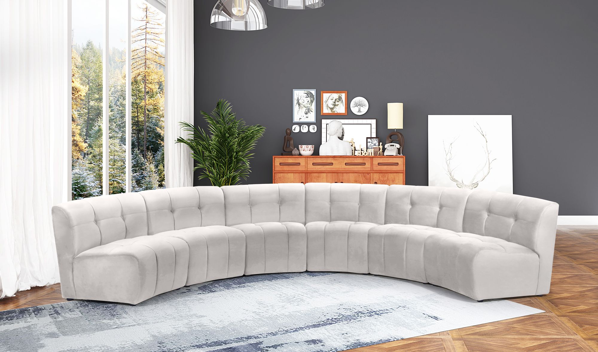 Limitless 161" 6-Piece Modular Velvet Sectional