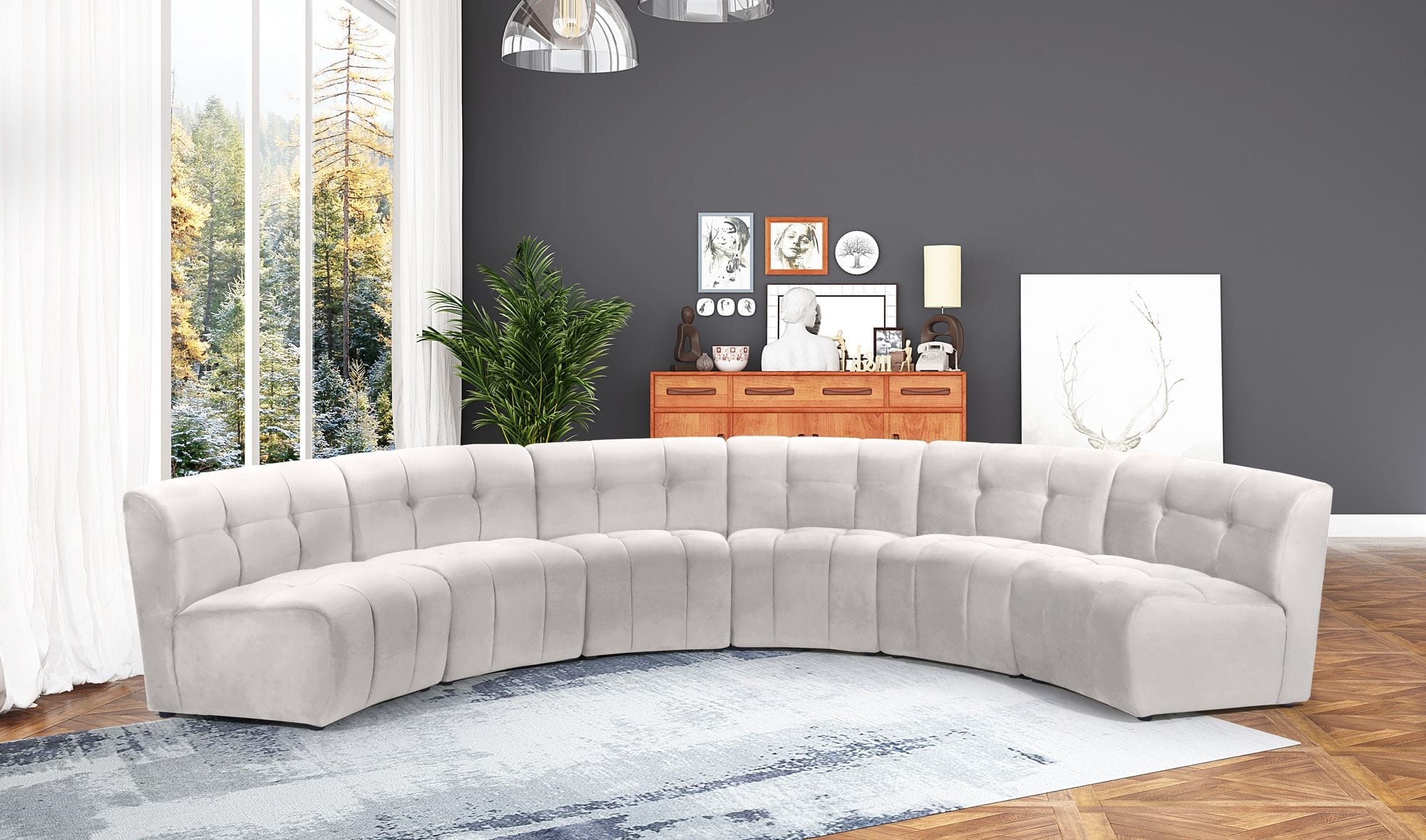 Limitless 161" 6-Piece Modular Velvet Sectional