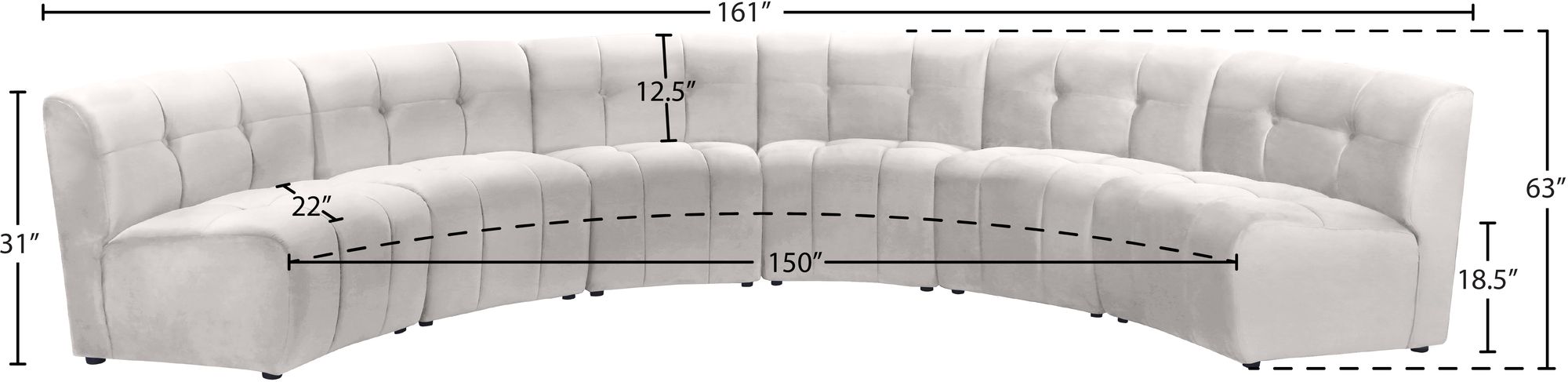 Limitless 161" 6-Piece Modular Velvet Sectional