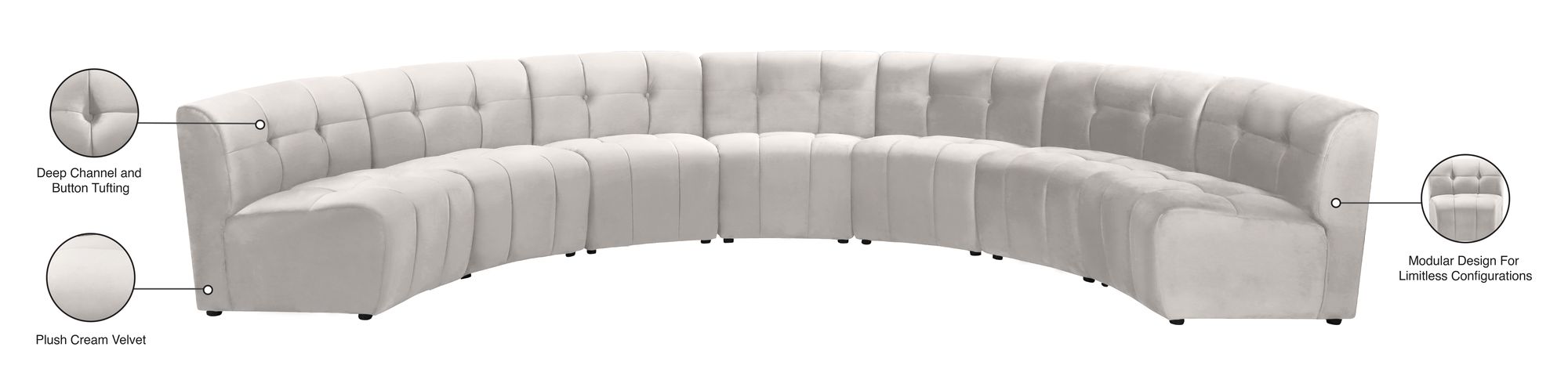 Limitless 170" 7-Piece Modular Velvet Sectional