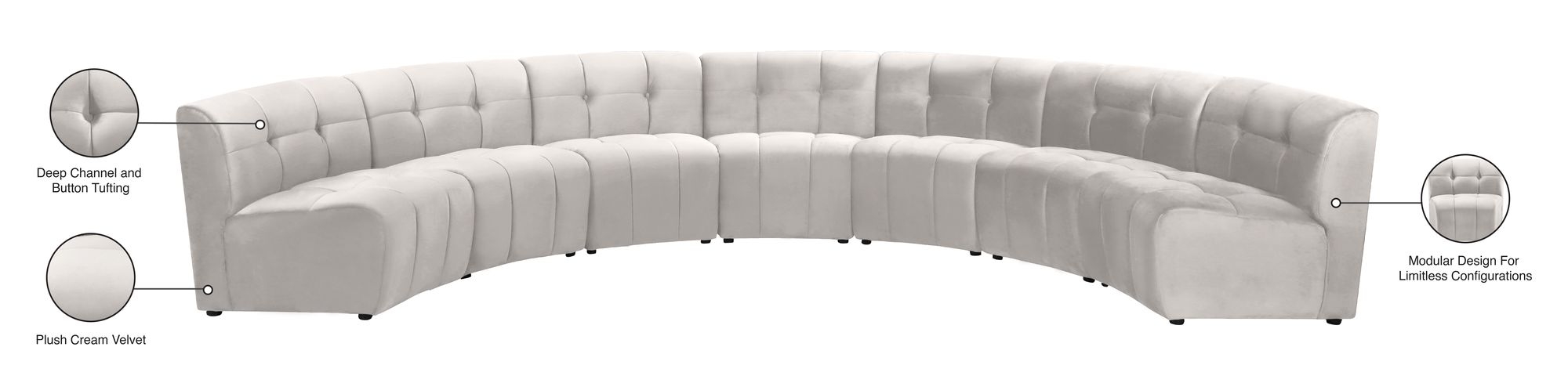 Limitless 170" 7-Piece Modular Velvet Sectional