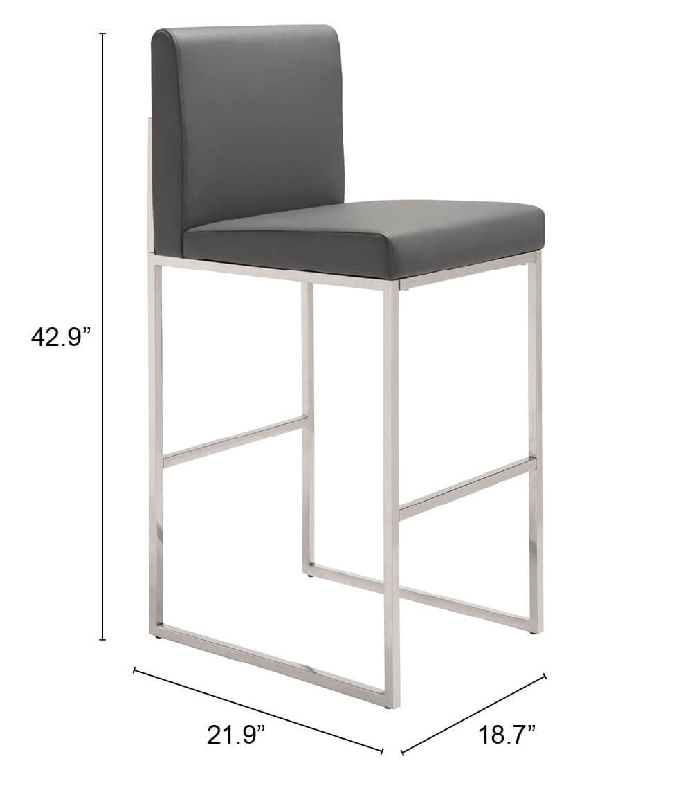 Genoa Barstool, Gray by Zuo Modern