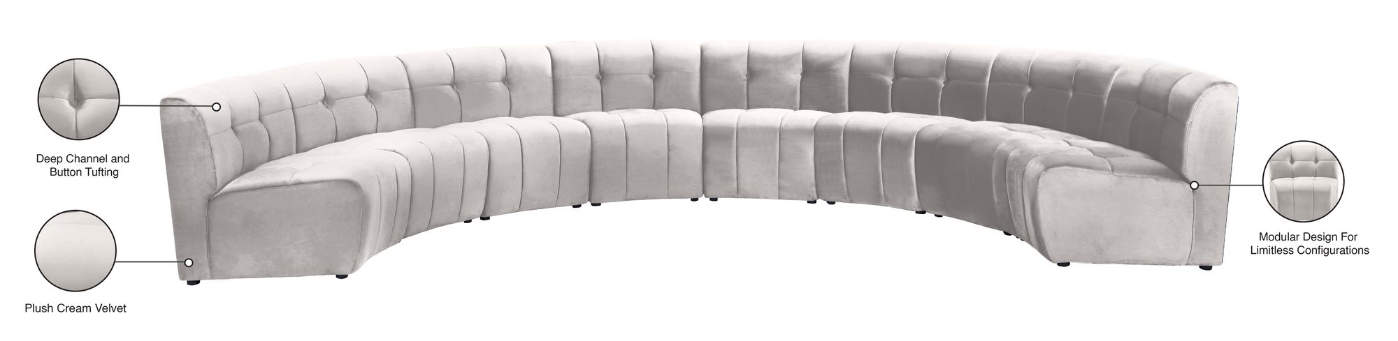 Limitless 173" 8-Piece Modular Velvet Sectional