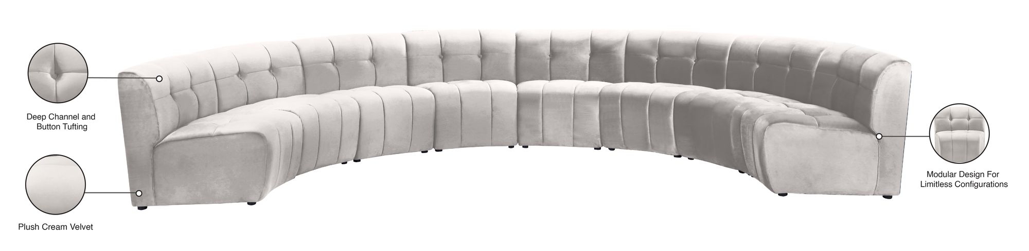 Limitless 173" 8-Piece Modular Velvet Sectional
