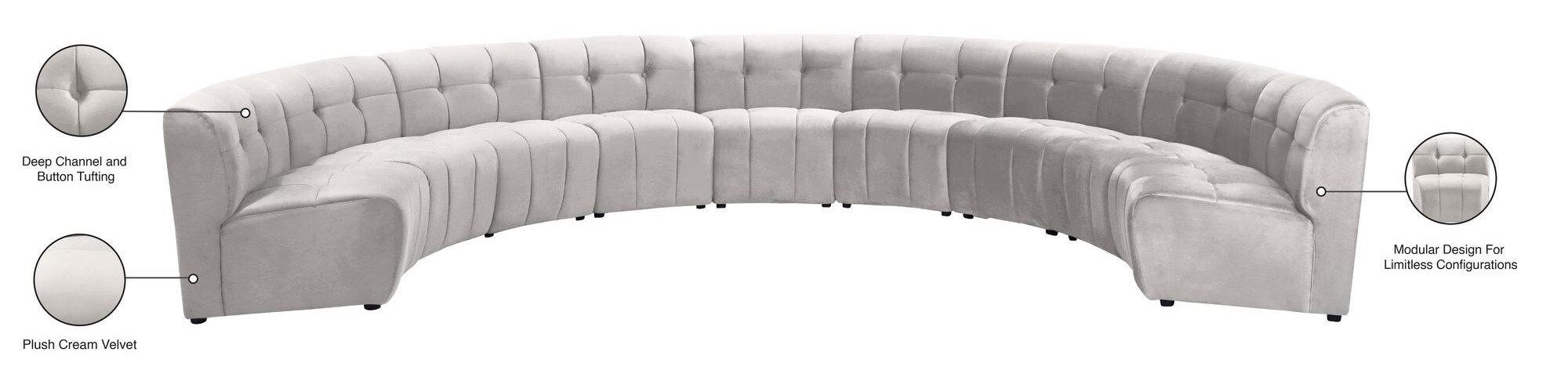 Limitless 173" 9-Piece Modular Velvet Sectional