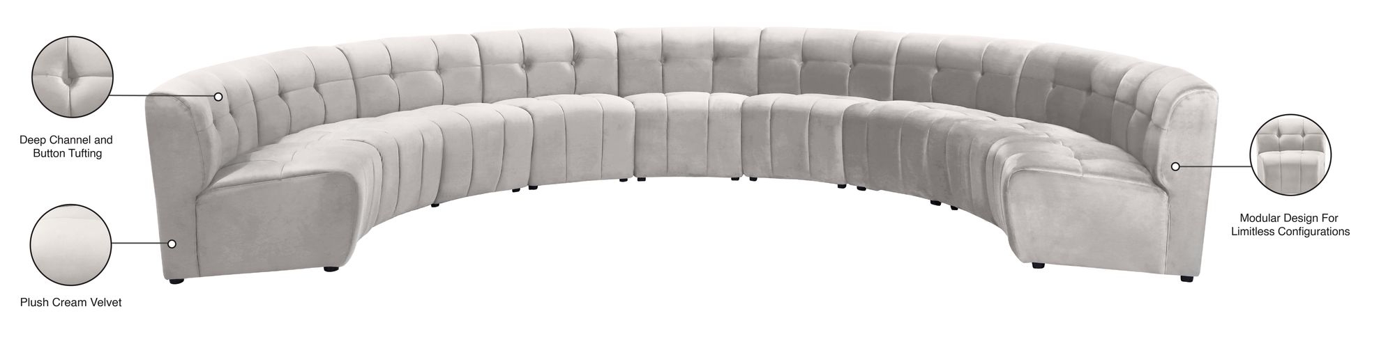 Limitless 173" 9-Piece Modular Velvet Sectional