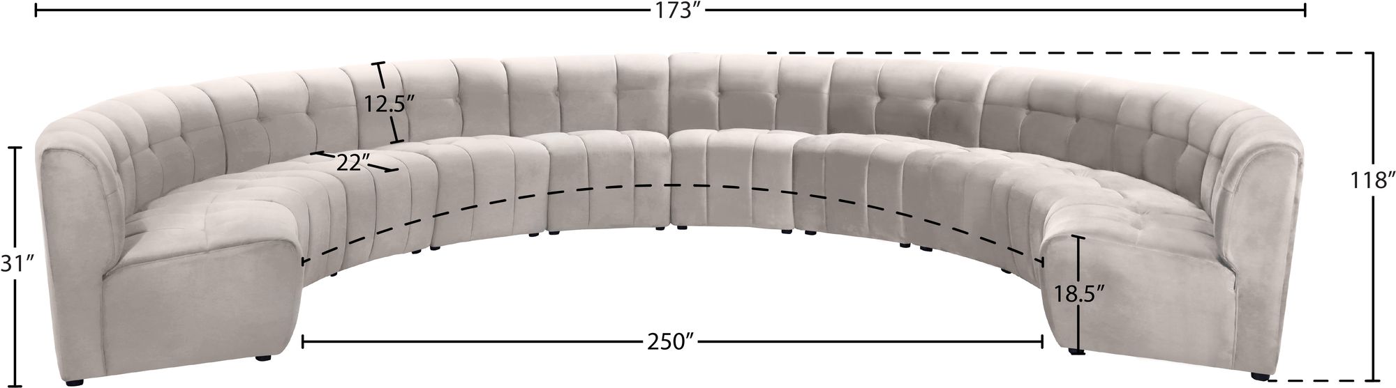 Limitless 173" 10-Piece Modular Velvet Sectional