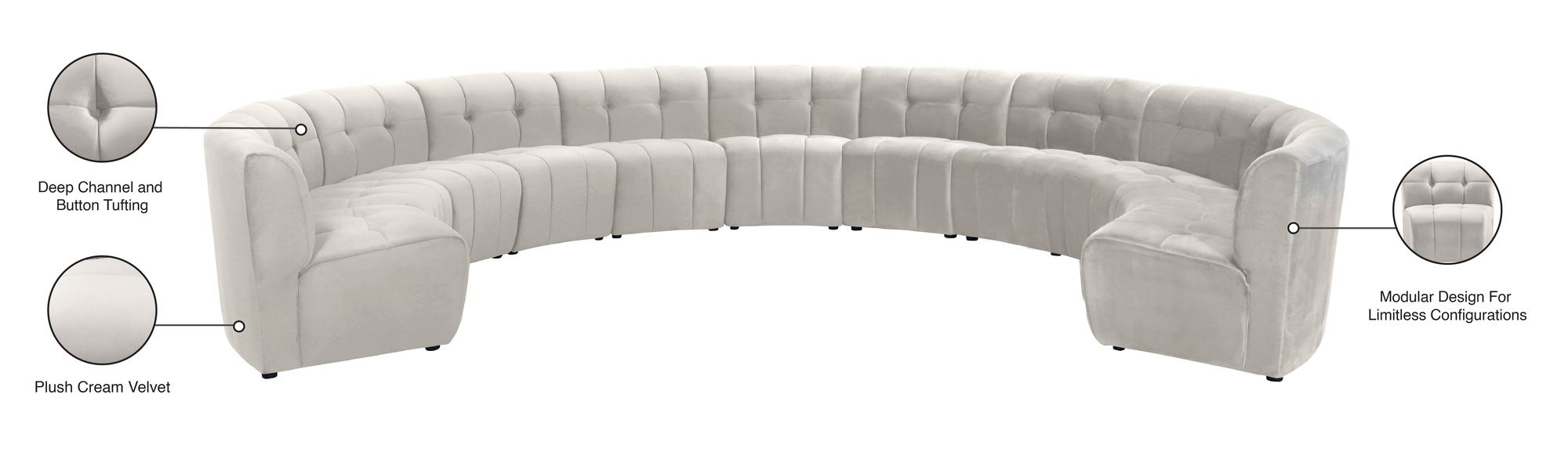 Limitless 173" 11-Piece Modular Velvet Sectional