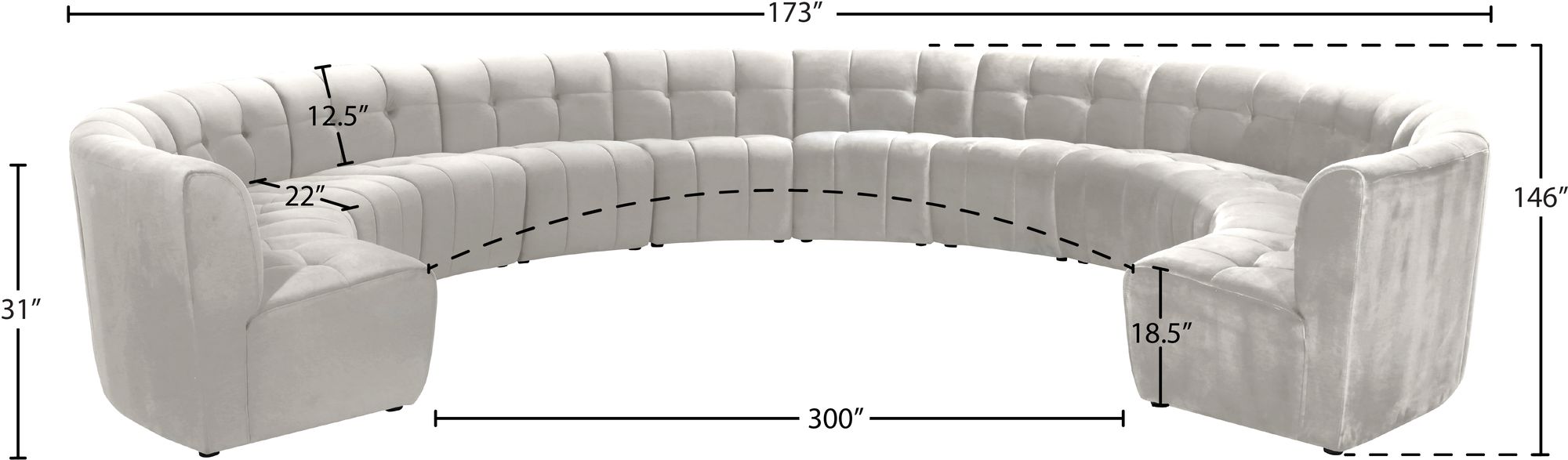 Limitless 173" 12-Piece Modular Velvet Sectional