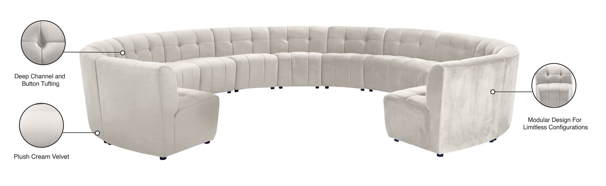 Limitless 173" 13-Piece Modular Velvet Sectional