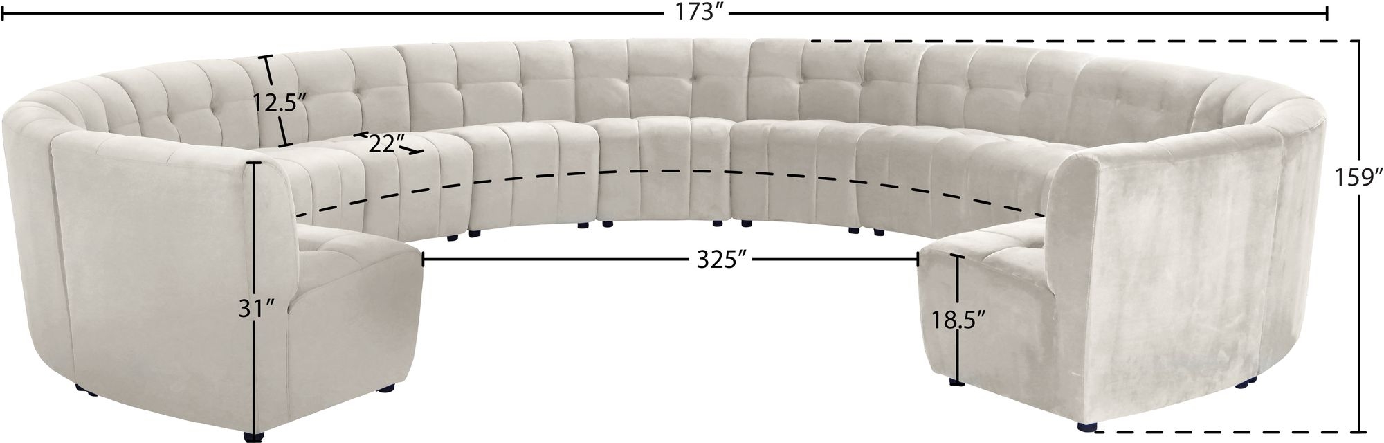Limitless 173" 13-Piece Modular Velvet Sectional