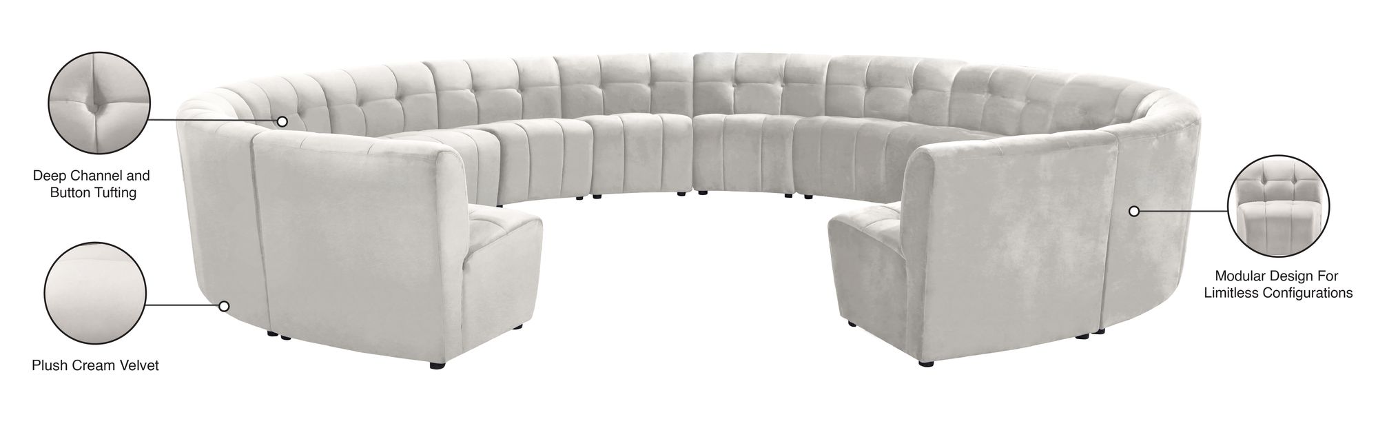 Limitless 173" 14-Piece Modular Velvet Sectional