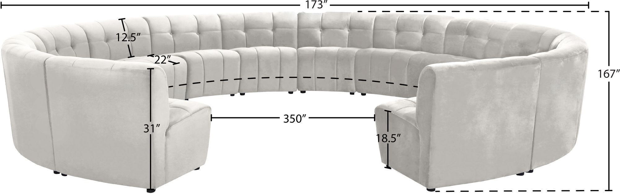 Limitless 173" 14-Piece Modular Velvet Sectional