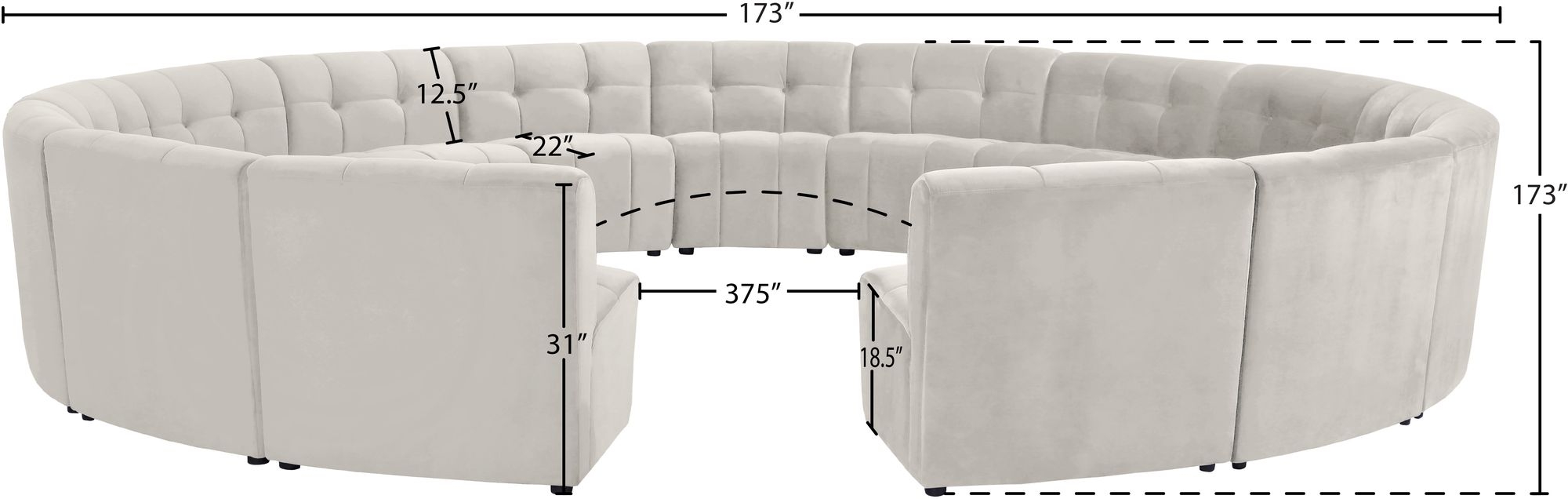 Limitless 173" 15-Piece Modular Velvet Sectional