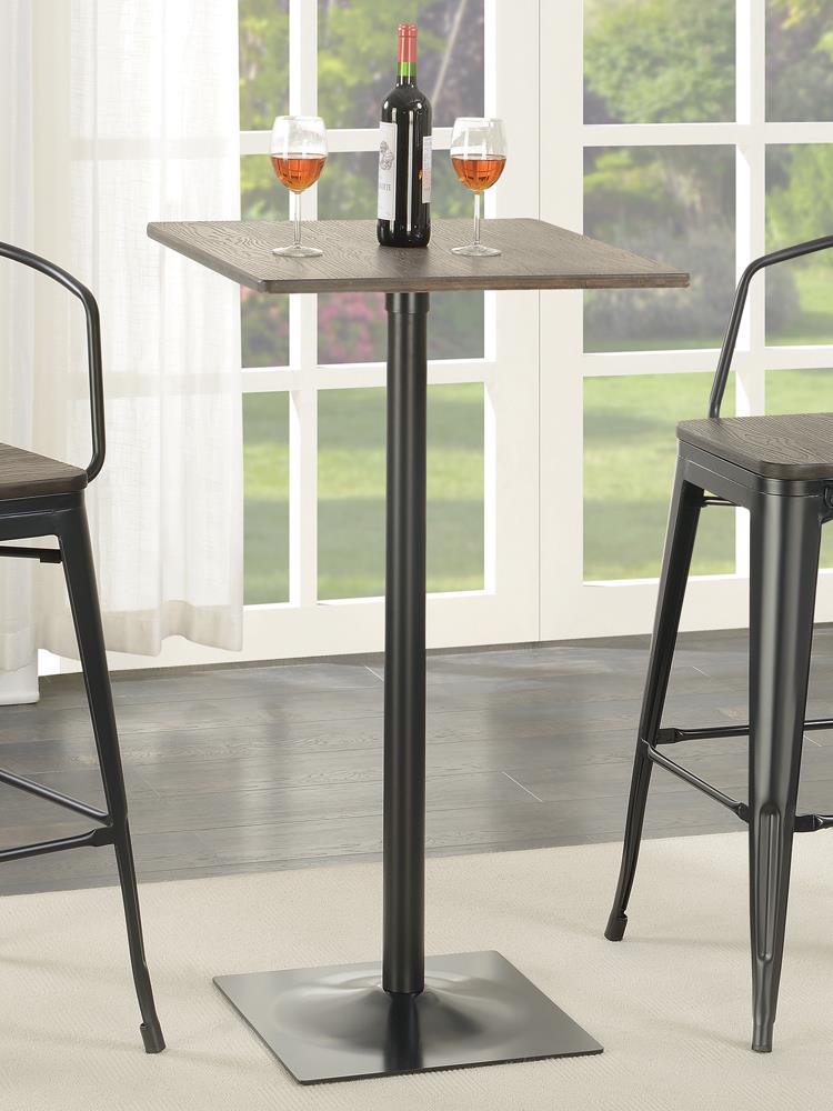 Cavalier 23.5" Square Wood Veneer Bar Table with Metal Base