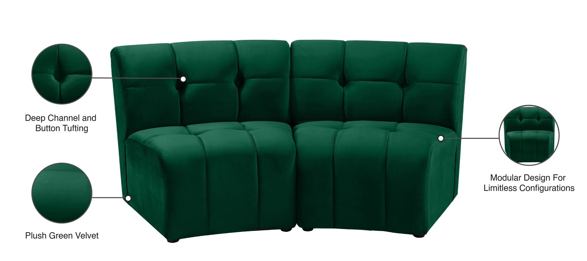 Limitless Modular Velvet Loveseat