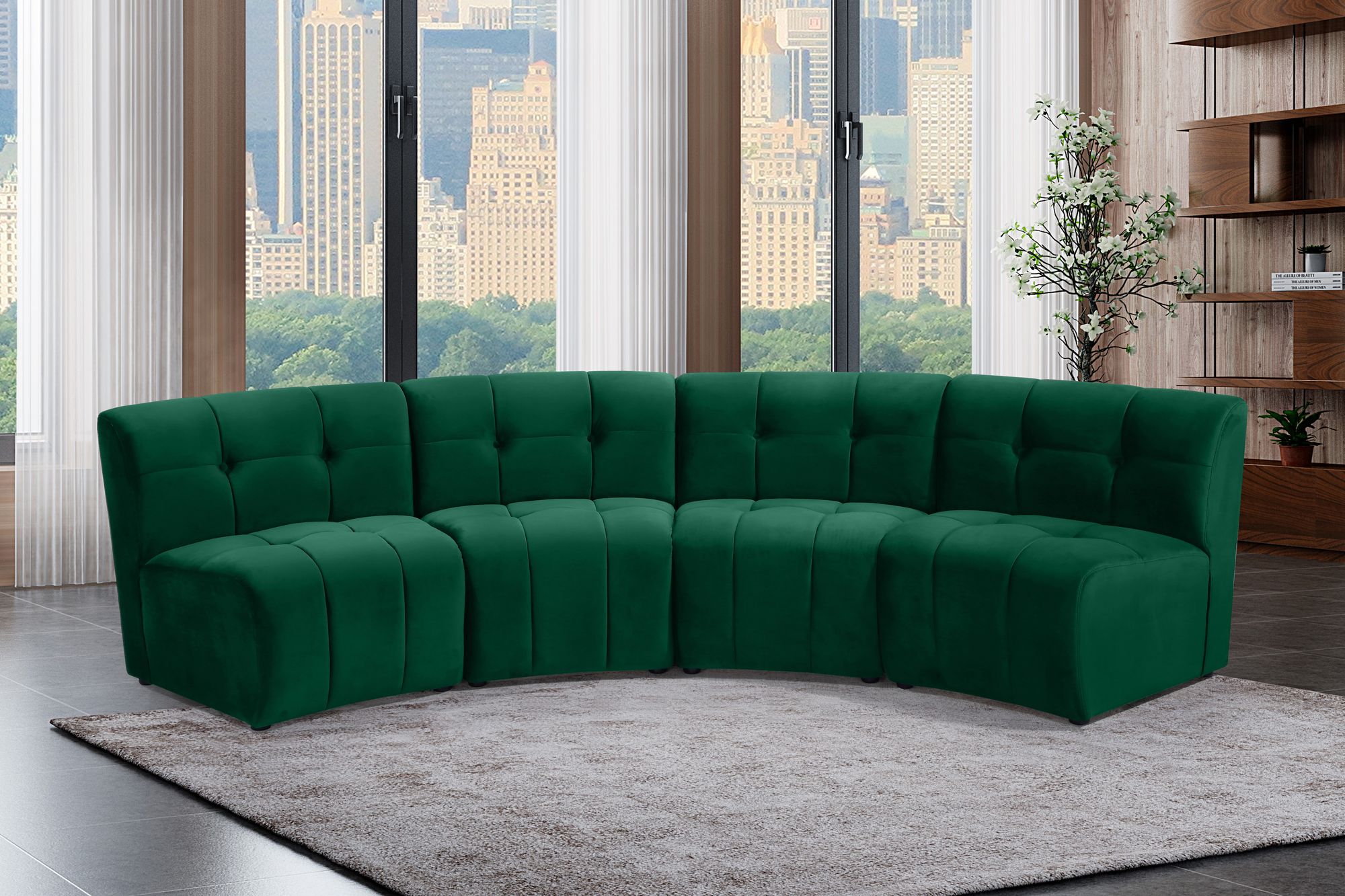 Limitless 123" 4-Piece Modular Velvet Sectional