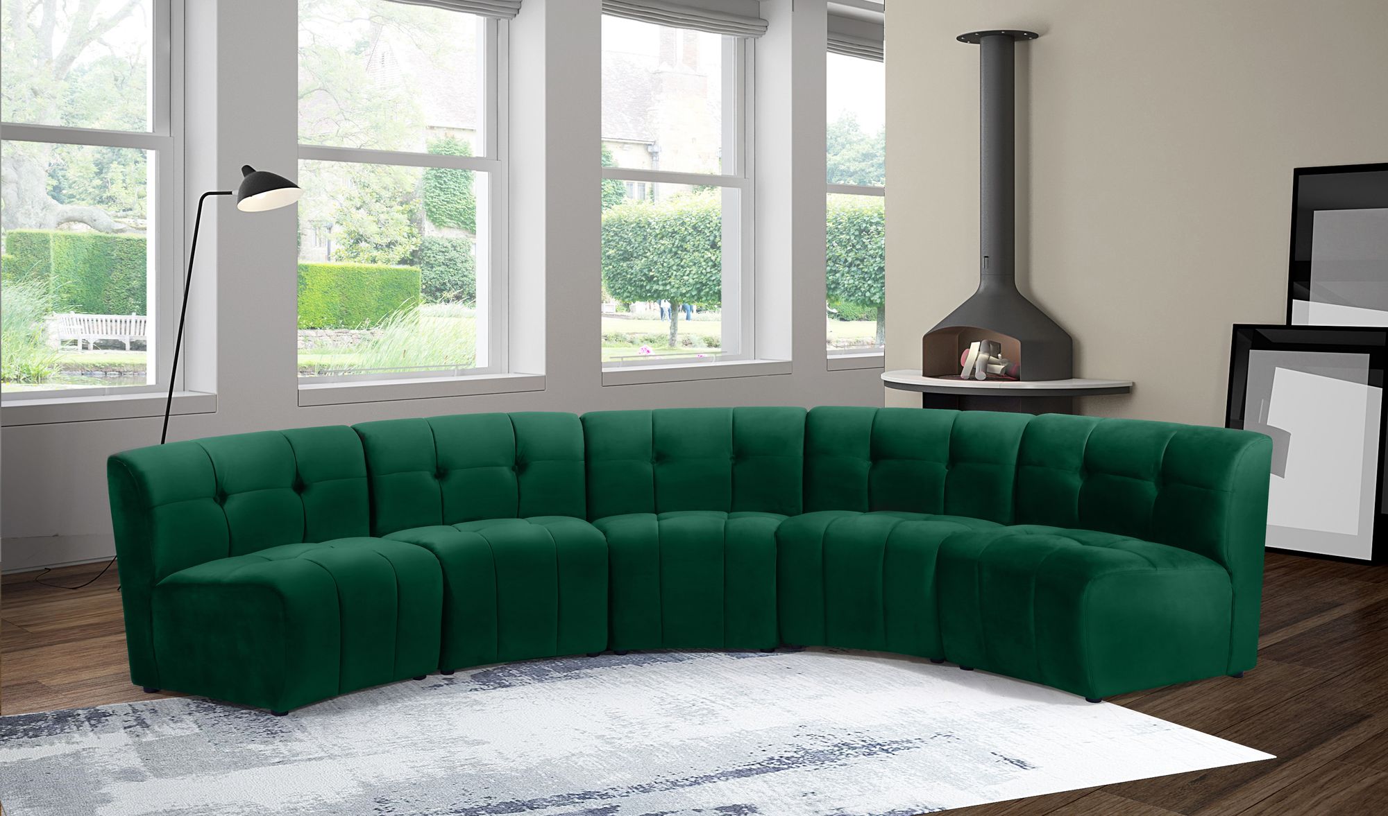 Limitless 145" 5-Piece Modular Velvet Sectional