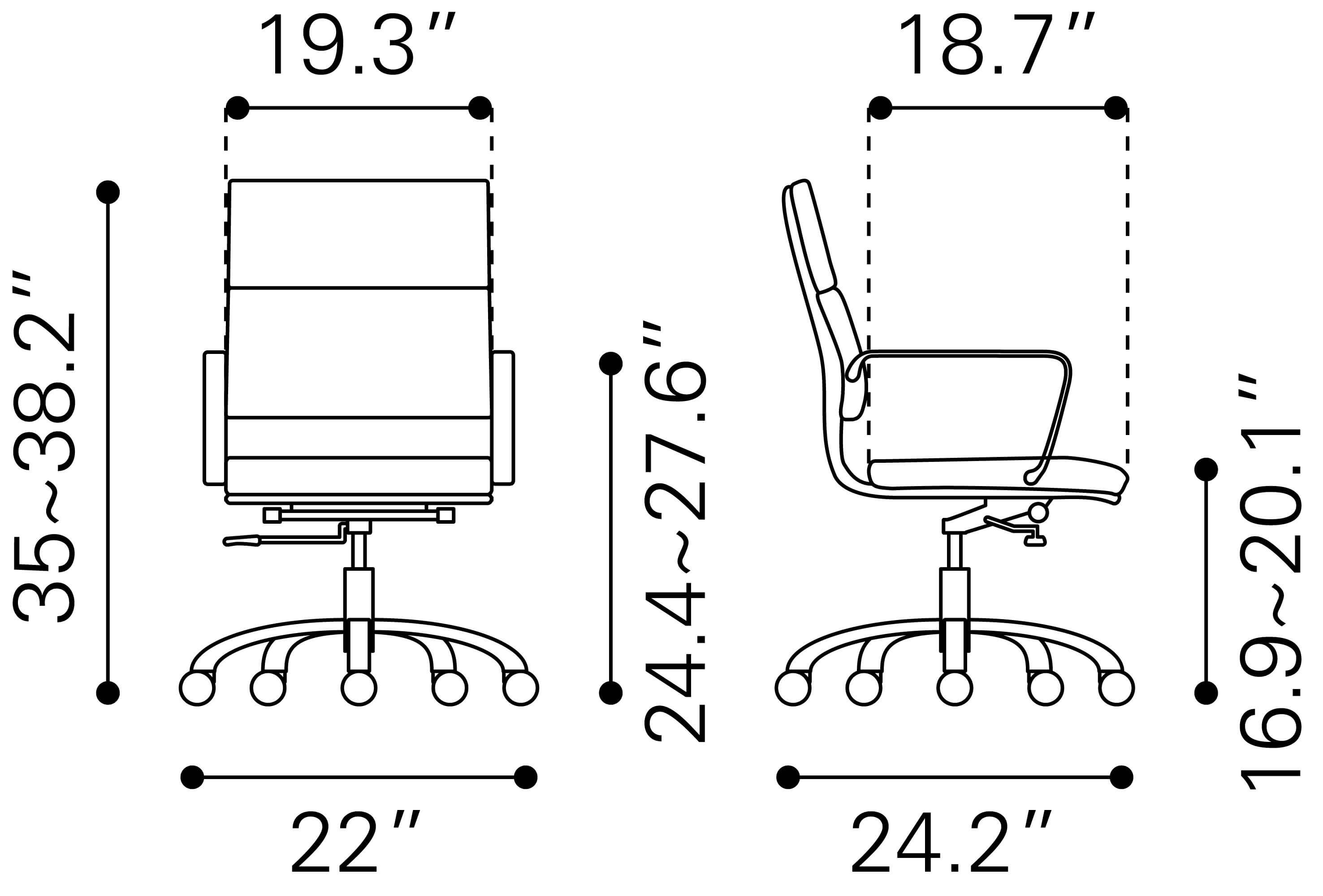 Ithaca Leatherette Adjustable Height Swivel Office Chair