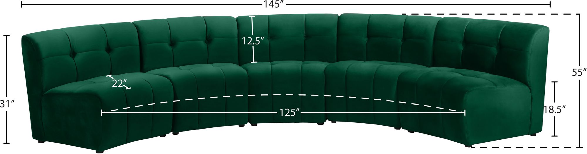 Limitless 145" 5-Piece Modular Velvet Sectional