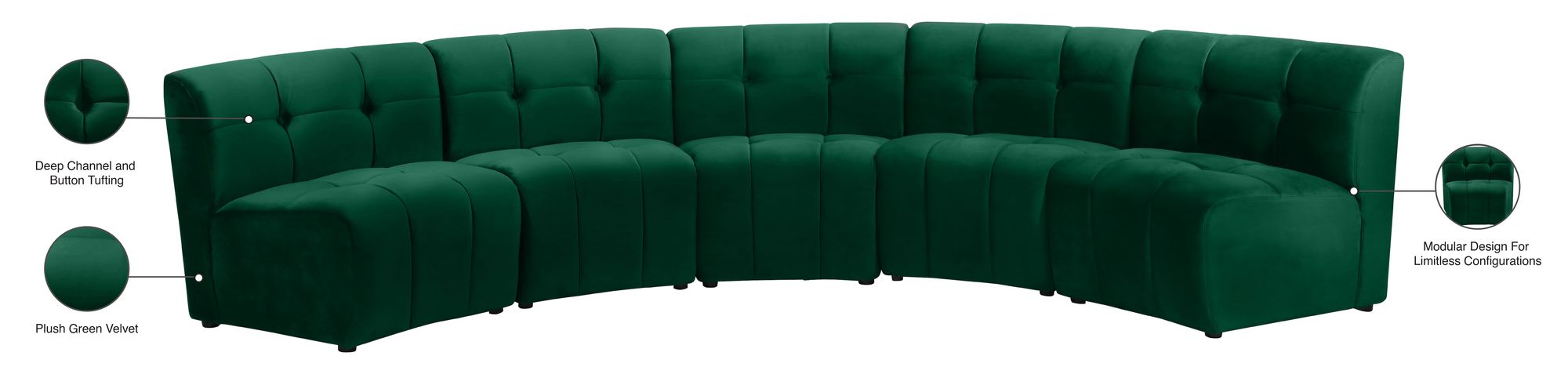 Limitless 145" 5-Piece Modular Velvet Sectional